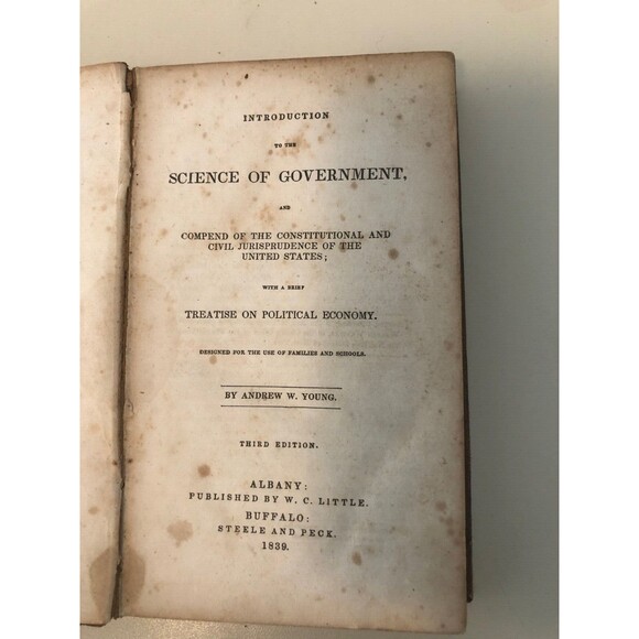Introduction to the Science of Government Hardcover Andrew Young 1839 Vintage